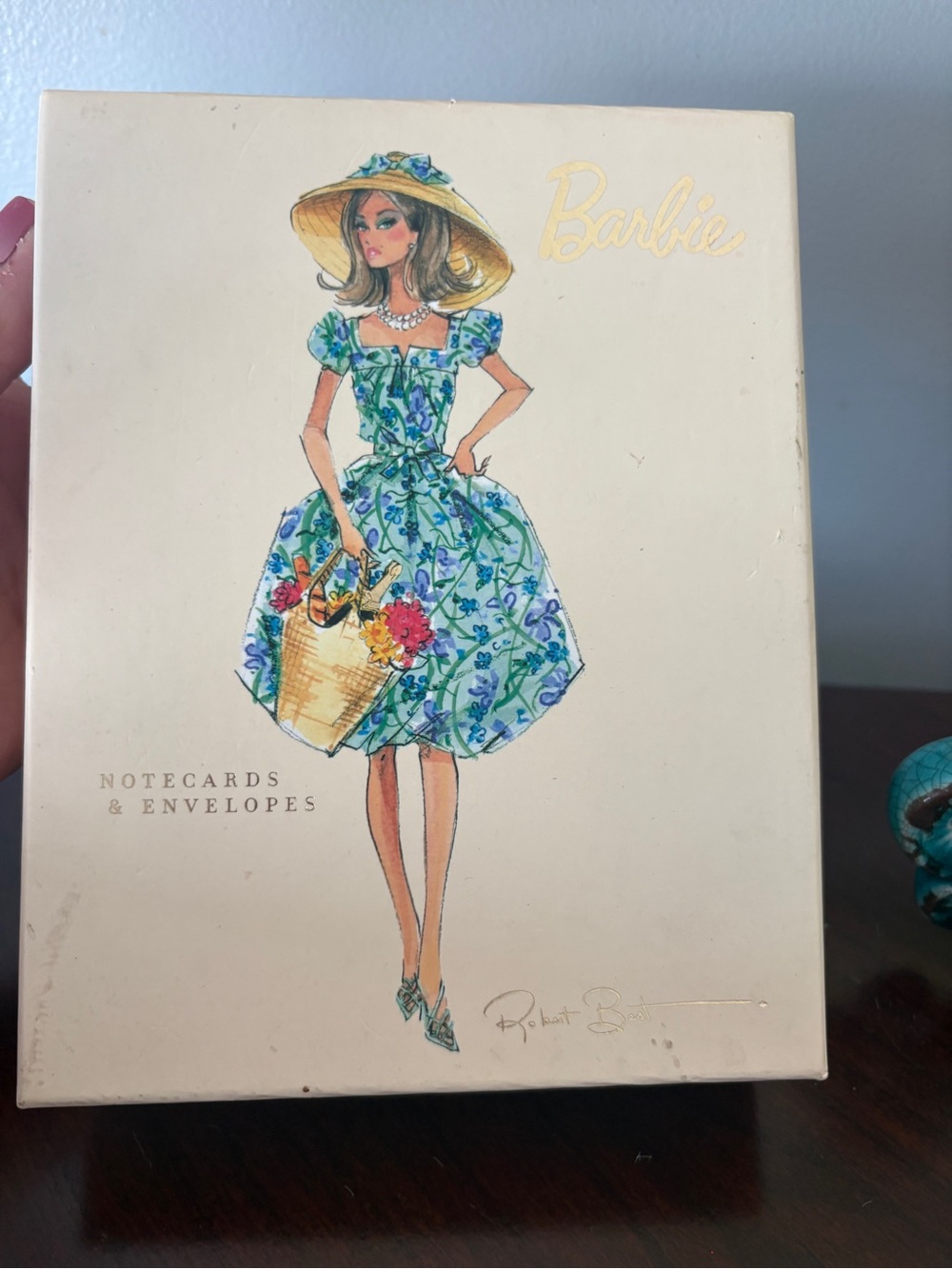 Barbie Blue & Green Floral Tote Bag Illustration